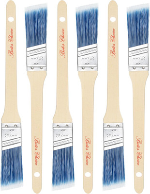 Bates Angle Paint Brushes, 1-Inch, 6 Pack - Treated Wood Handle, Stain & Wall Br