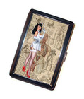 Bettie P. nurse pinup Cigarette Case vintage art Handmade Metal Wallet Stash