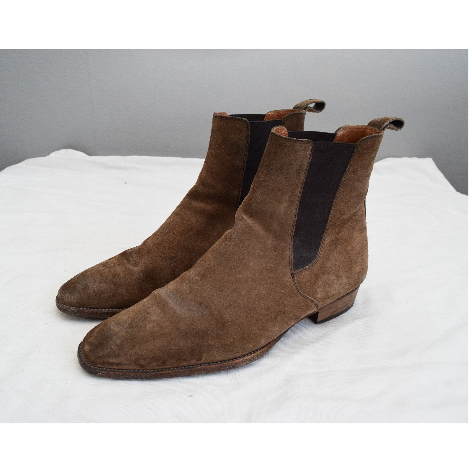 ORO Chelsea Boots Mens 9 Brown Suede  Handcrafted in Spain Almond Toe-image