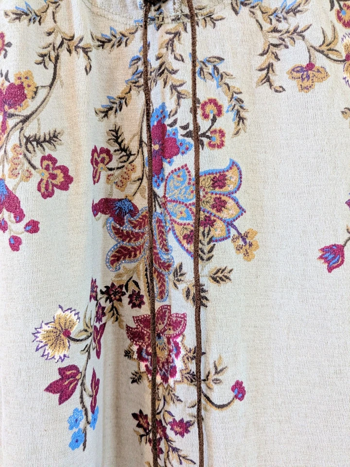 Anchor Blue SZ LG Women's Vintage 90's Y2K Knit Top Floral Print Boho Spot Flaw - Image 4 of 4