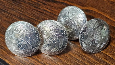 1 1/2'' SET OF 4 Western Saddle Bright Silver Concho Screw Back W/Flat Edge