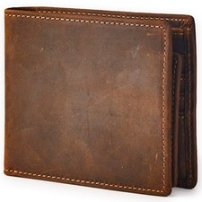 Top Grain Leather Minimalist Wallet for Men RFID Blocking Vintage Handmade Ca...