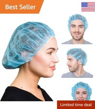 Unisex Polypropylene Bouffant Caps - 100 Count Lightweight Hair Covering
