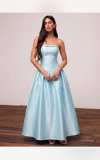 Cider Light Blue Satin Strapless cinderella Ball Gown Dress XL NWT NEW
