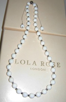 LOLA ROSE OPAK WEISS QUARZ *ALISHA* VERSTELLBAR SLIDER HALSKETTE 19''-25'' QVC