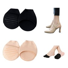 SooGree Ball of Foot Cushion Socks Seamless Medium, 1 Pair Black 1 Beige