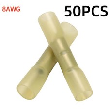 50pcs Heat Shrink Butt Connector Crimp Wire Splice 8AWG Terminal Kit Waterproof