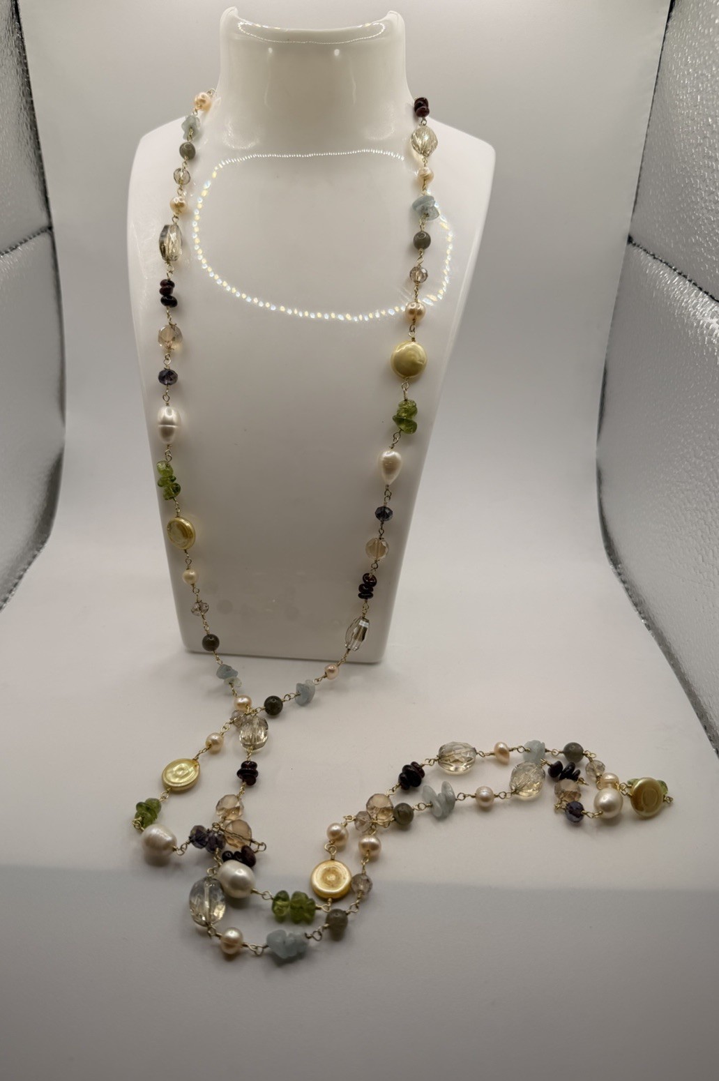 Handcrafted Wire Wrapped Gemstone Freshwater Pear… - image 2