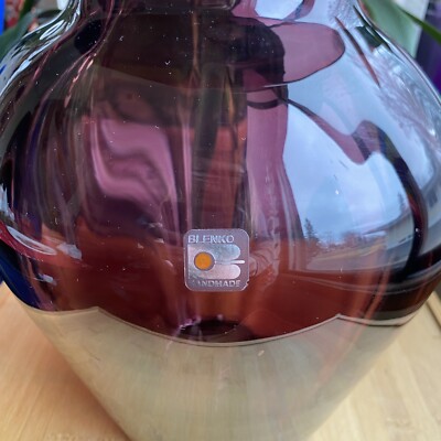 Blenko 827L Amethyst Purple Hand Blown Glass Floor Vase Sticker | eBay
