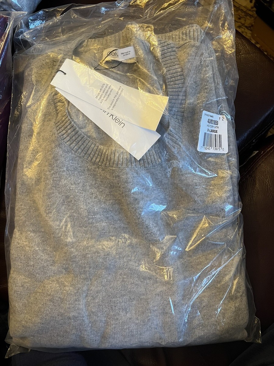 NEW Calvin Klein Men's Crewneck Monogram Logo Wool Sweater COLOR