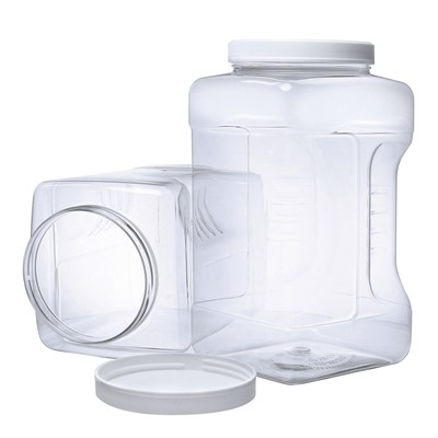 clear plastic storage jars with lids