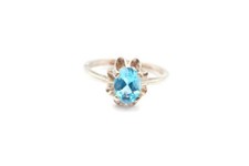 Sterling Silver 925 Blue Topaz Ring Size 6.75