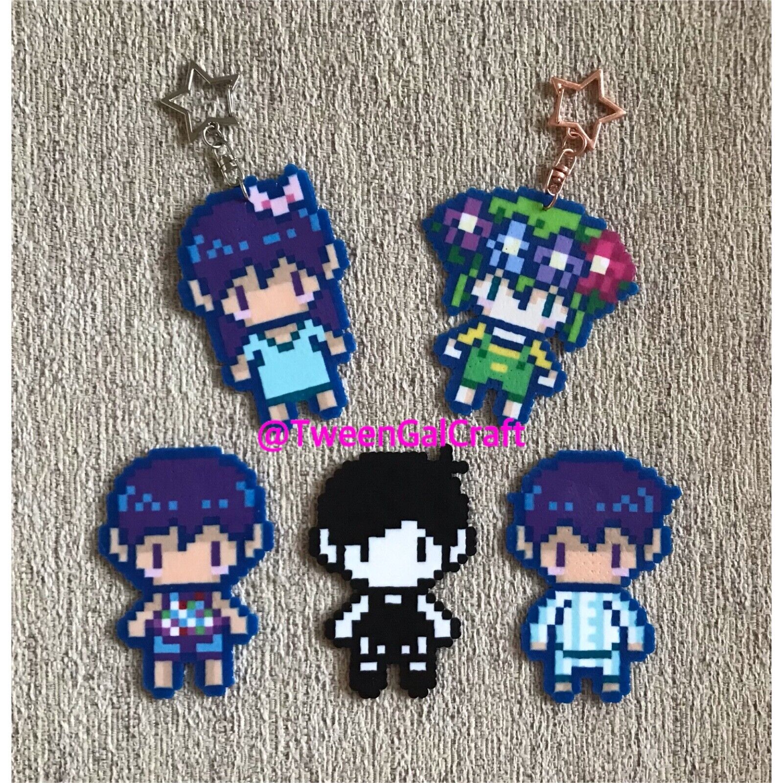 Chaveiro ou Imã Perler Beads/Pixel Art - Omori