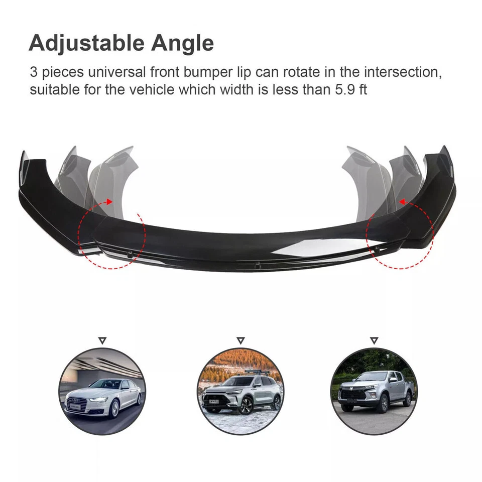 Gloss Black For BMW 328i 330i 330iFront Bumper Lip Spoiler Splitter Side Skirt - Image 4 of 4