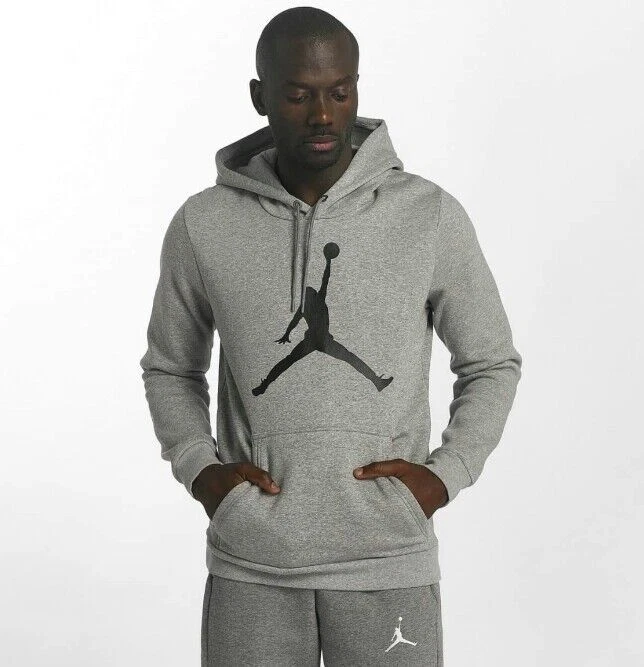 Jordan Jumpman Logo Men&#039;s Fleece Pullover Hoodie Gray size L XL 2XL 3XL | eBay