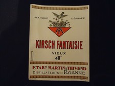 Etiquette ancienne KIRSCH FANTAISIE VIEUX 40°