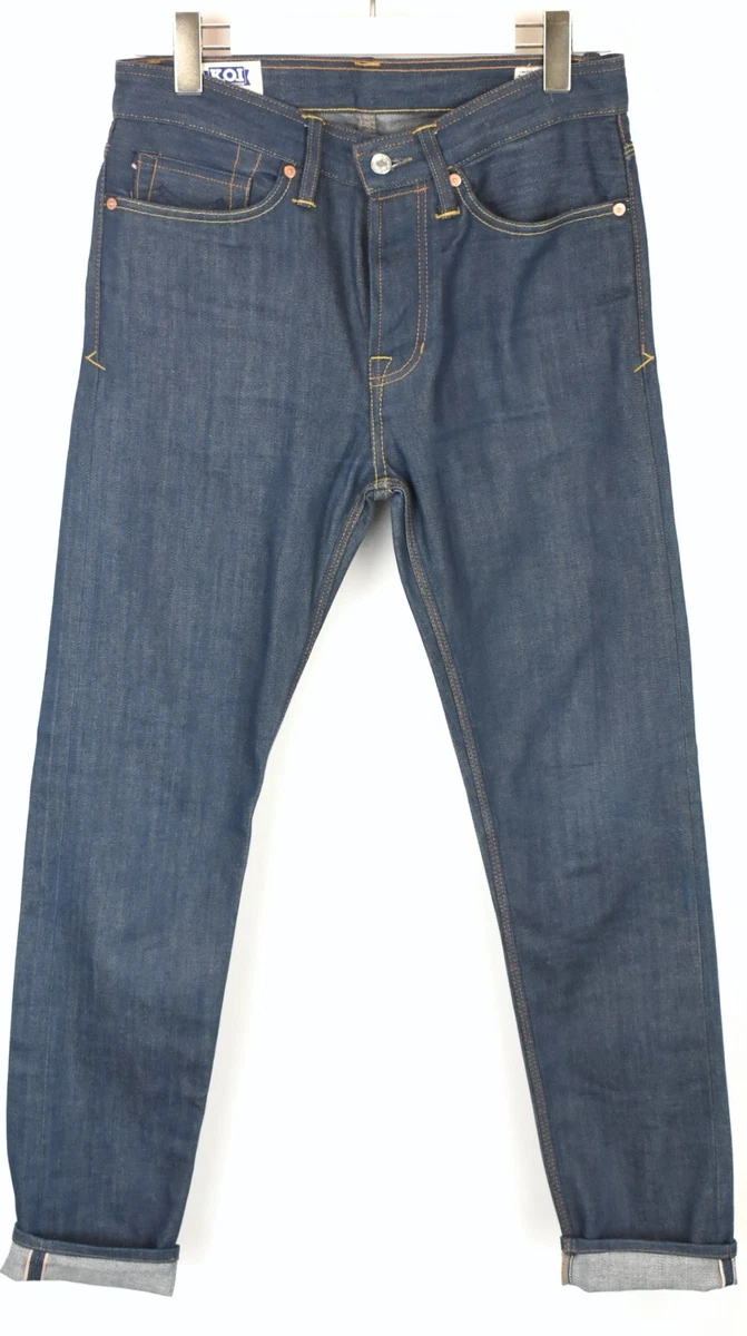 KINGS OF INDIGO John Selvage Jeans Women s W28 31 Slim Button Fly Logo Blue