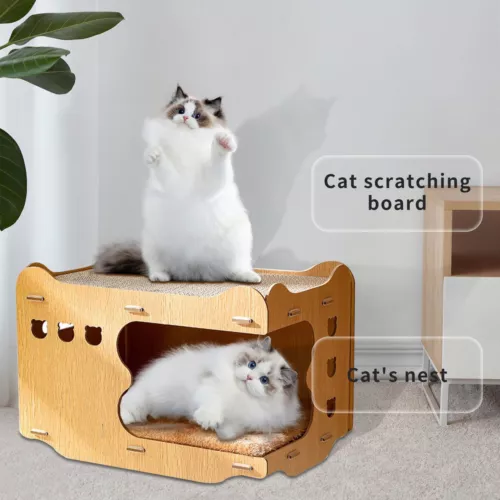 Katzenhaus Kratzbrett Kratzmöbel Kratzpappe Katzennest aus Wellpappe für Katzen - Bild 1 von 9