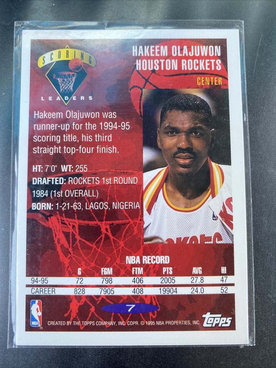 1995-96 Topps Hakeem Olajuwon Card #7 Scoring Leaders