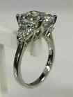 3Ct Cushion Cut Lab-Created Diamond Three Stone Wedding Ring 14K White Gold Over