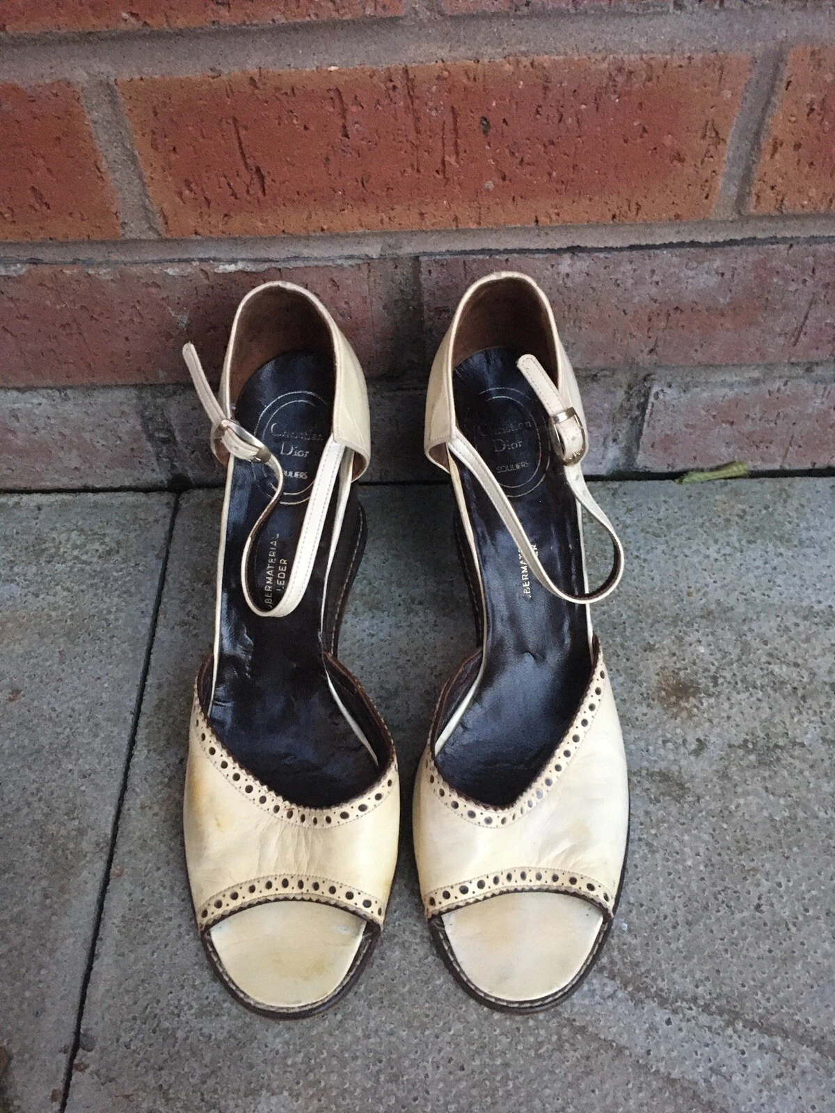 Sandales compensées beige Christain Dior taille 6 femme vintage