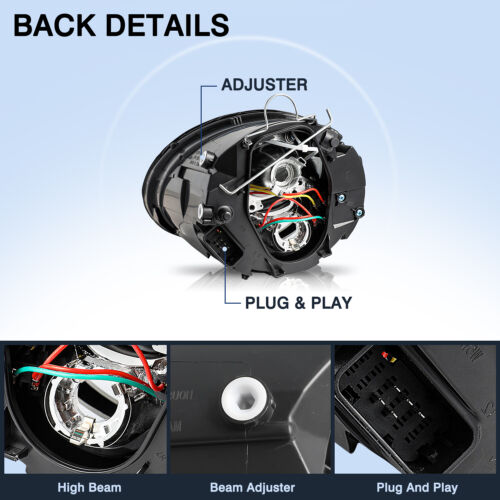HALOGEN HEADLIGHT ASSEMBLY FOR 2006-2010 VOLKSWAGEN VW BEETLE PASSENGER RIGHT - Picture 6 of 8