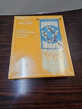 Vtg Vogart Crafts Latch Hook Wall Hanging Cherry Blossoms with Dowel Rug Sealed