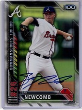 Sean Newcomb 2016 Bowman Scouts Top 100 5x7 BTP-26 #2/49 Signed Beckett Cert.