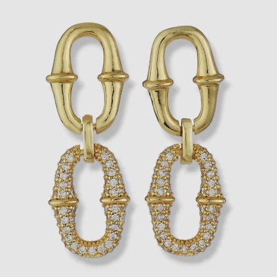$180 Fallon Women's 18k Gold Plated Pinched Link Drop Earrings