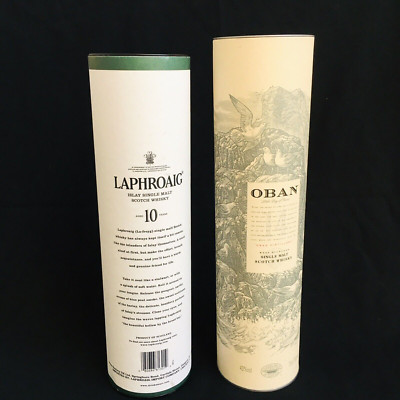 1 OBAN 14yrs + 1 LAPHROAIG 10yrs Single Malt Scotch Whisky Empty Box Only 750ml