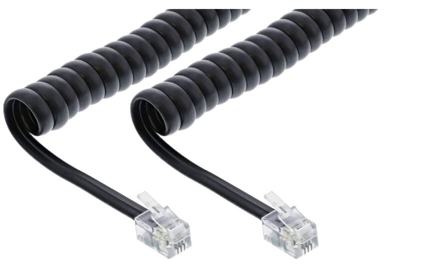 INL Cavo modulare spiralato, maschio-maschio, RJ10 4P4C, 1:1 max 2 metri