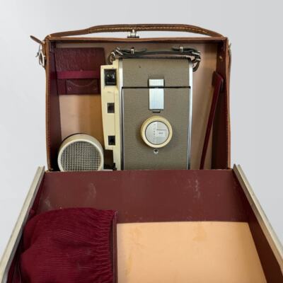 Vintage Polaroid 800 Land Camera With Light Attachment & Leather