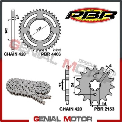 KIT CHA/&Icirc;NE COURONNE PIGNON PBR//EK EK452 COMPATIBLE AVEC GILERA RCR SMT 50 2006