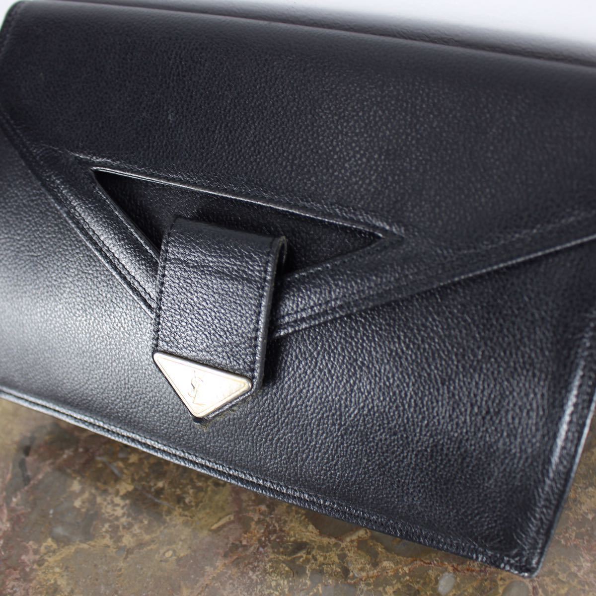 Autentica pochette YVES SAINT LAURENT nera s borsa pelle vintage
