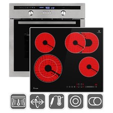 Autarkes Herdset: 60cm Einbaubackofen  + 59cm Kochfeld  Drehspieß