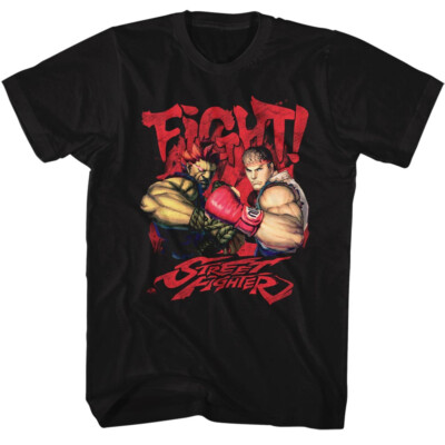 Street Fighter Akuma and Ryu Fight Black Tall T-shirt