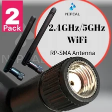 (2-pack) RP-SMA Antenna for WiFi 2.4GHz 5Ghz Wireless Router or Card Female Pin