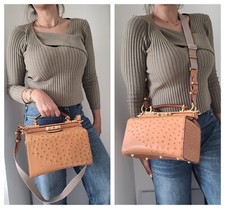Gucci Bag. Vintage Gucci Ostrich Brown Leather Doctor Style Shoulder Bag