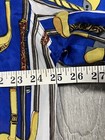 Blue silk COACO women’s XL full zip with yellow and white military-style panels, measured in centimeters.