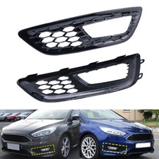 Gloss Black ST Line Honeycomb Front Fog Light Grill For 2015-2018 Ford Focus MK3