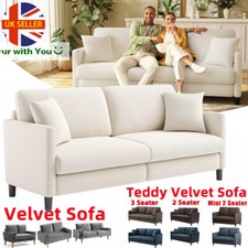2 / 3 Seater Teddy Velvet Sofa Modern Couch Love Seat Settee Room Apartment Home