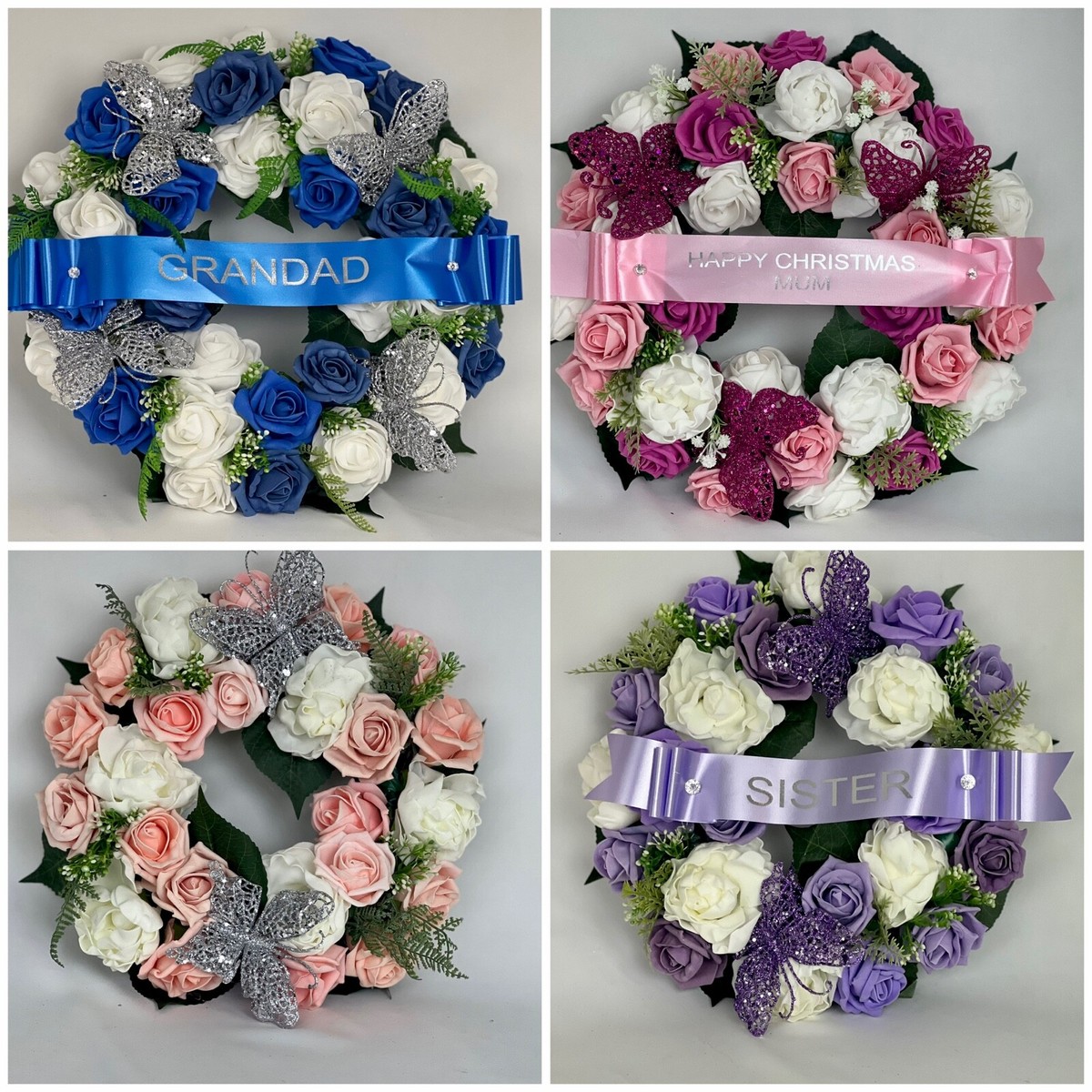 Heart Artificial Funeral Flowers Wreath Memorial Grave Tribute dad brother  mum