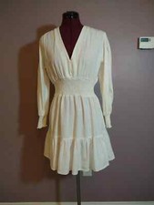 NWT ZARA WOMAN'S OYSTER WHITE LINEN BLEND DRESS SIZE  M  3217/939