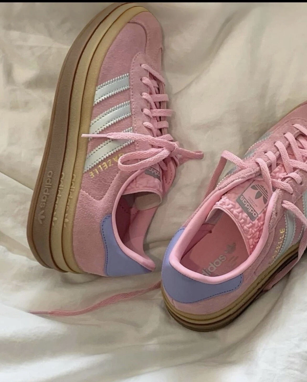 Sneakers originali Adidas Gazelle B J plateau vero rosa argento GS taglia gioventù