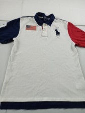 Polo Ralph Lauren Polo Shirt Boys XL 18-20 Big Pony USA Flag Embroidered Preppy
