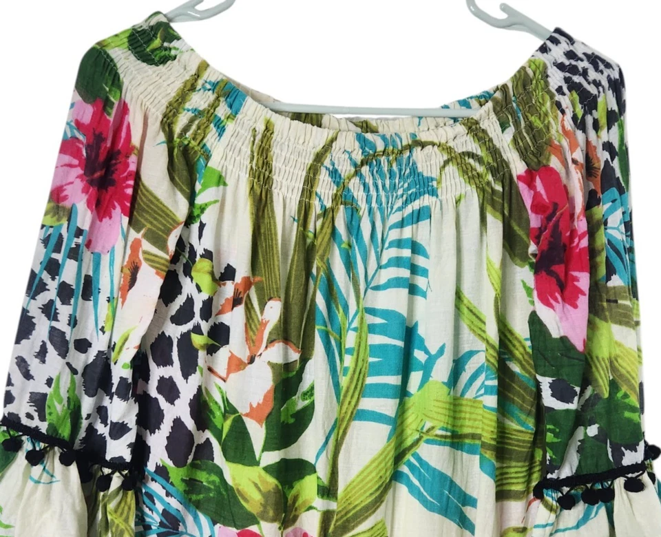 Vestido túnica floral 100 % algodón Debbie Katz South Beach para mujer M Beach Foto 3 de 4