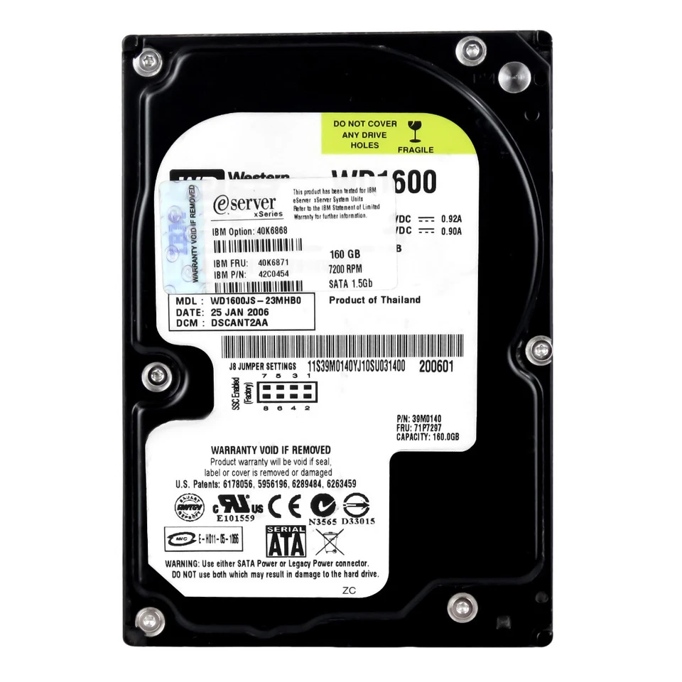 Hard Drive IBM 40K6871 42C0454 WD1600JS 160GB 7.2K 8MB SATA II 3.5'' - Image 3 of 3