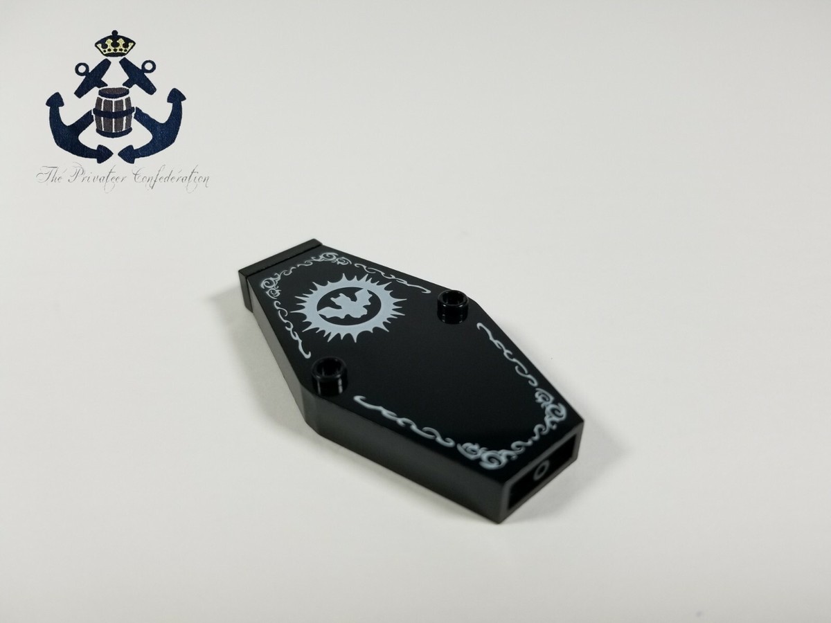 Lego Black Coffin Lid with White Bat Pattern 10304pb01