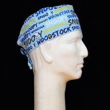 Colorful Peanuts Gang Characters Names on Blue Theme Scrub Hat