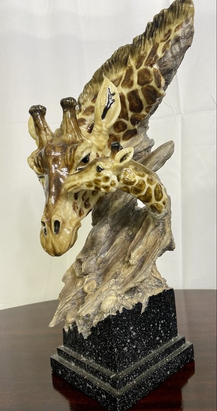 Sculpture of Giraffe Mother and Baby